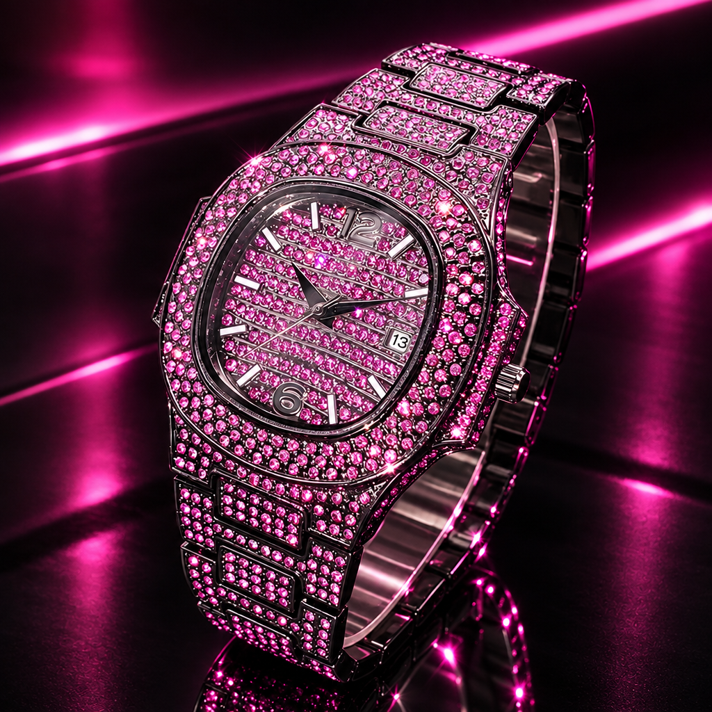 The Pink Ice — Iced-Out Statement Watch