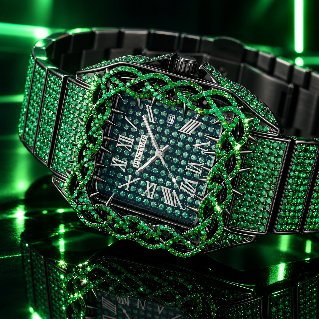 The Emerald Ice — Iced-Out Statement Watch